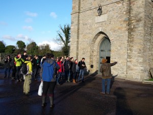 The field trip included a tour of the Downpatrick Cathedral by a local archaeologist.